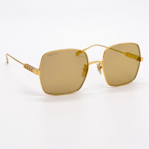 NEW GUCCI GG1434S 004 SQUARE GOLD SUNGLASSES GUCCI EYEWEAR main image 6